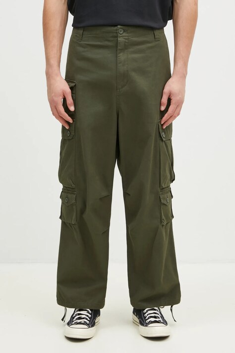 Хлопковые брюки Carhartt WIP Tracker Pant цвет зелёный прямые I033835.666XX