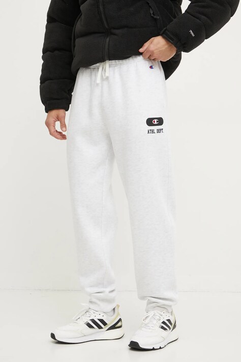 Champion pantaloni de trening culoarea bej, cu imprimeu, 220434