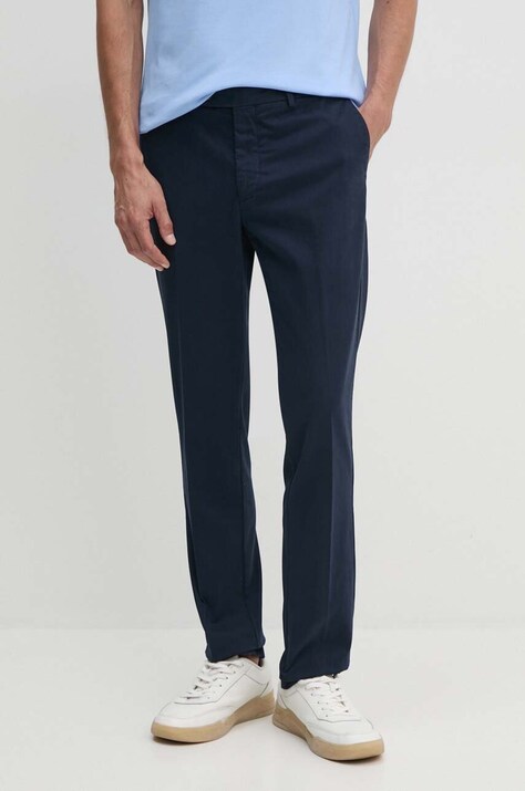 Hackett London pantaloni barbati, culoarea albastru marin, drept, HM212487R