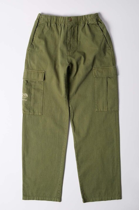 Bavlnené nohavice by Parra Alien Pants zelená farba, strih cargo, 52152