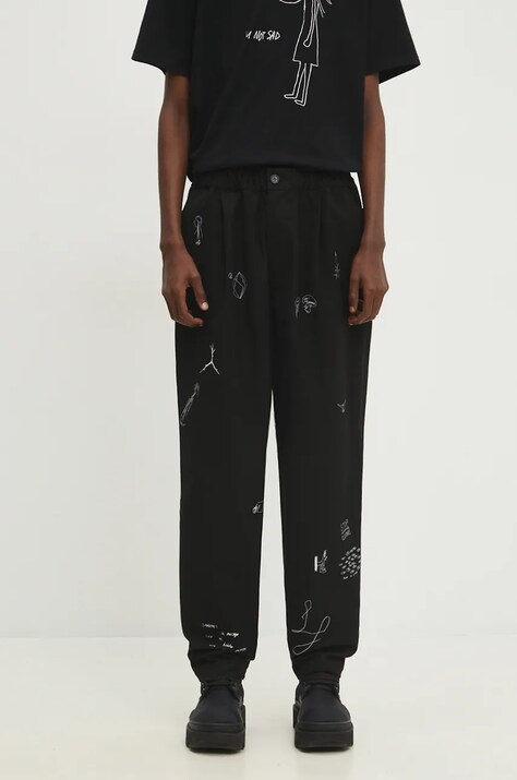 Undercover pantaloni de bumbac culoarea negru, drept, UC2D4505.2