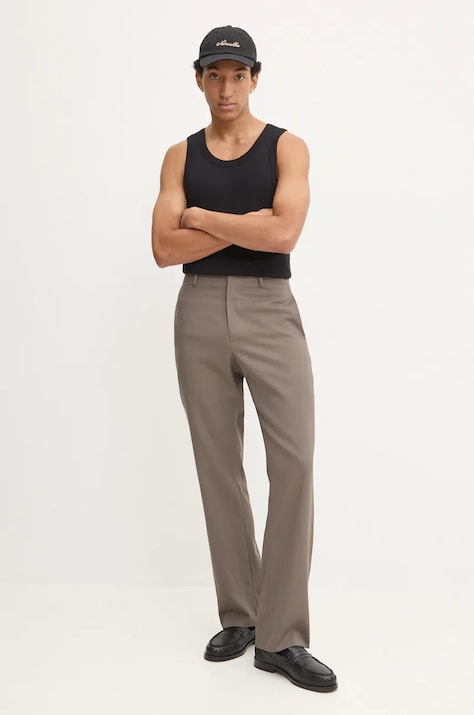 Nanushka pantaloni in lana LOIC colore grigio NM24PFPA02093