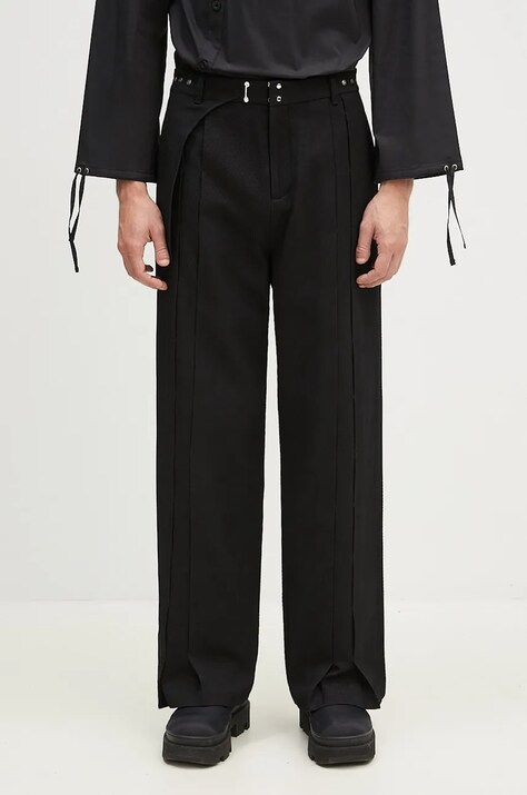 Вовняні штани Andersson Bell Soe Twill Wool Wrap Trousers колір чорний прямі apa754ml