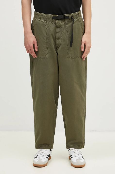 Barbour pantaloni de bumbac Grindle Relaxed Canvas Trouser culoarea verde, drept, MTR0721