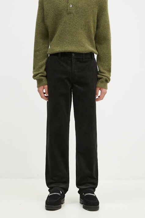 Norse Projects pantaloni de catifea cord Aros culoarea verde, drept, N25.0407.8109