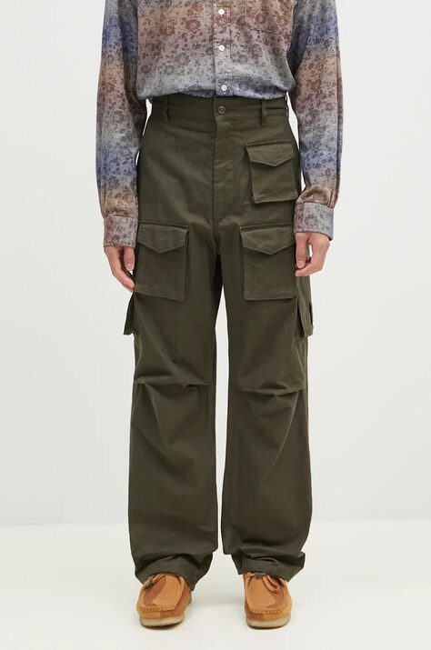 Бавовняні штани Engineered Garments FA Pant колір зелений 24F1F016