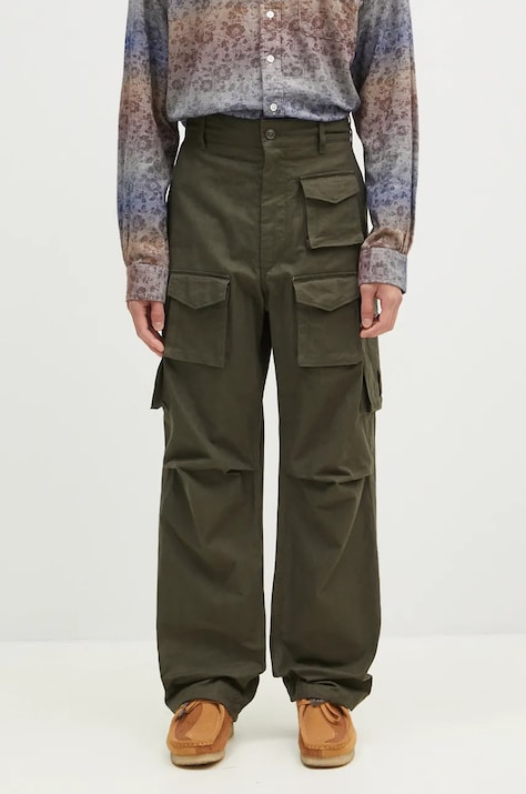 Хлопковые брюки Engineered Garments FA Pant цвет зелёный 24F1F016