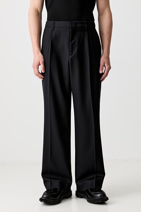 Our Legacy oblekové nohavice pánske vlnené čierne regular waist