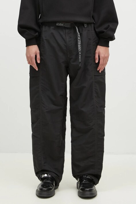 Hlače Gramicci Patchwork Wind Short za muškarce, boja: crna, ravni kroj, GUP4.F3003.M