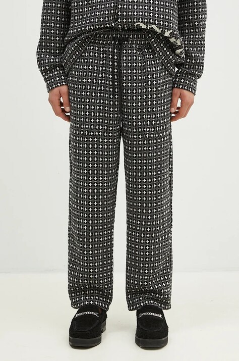 Штани з домішкою вовни PLEASURES Cross Easy Pants колір сірий прямі P24F035