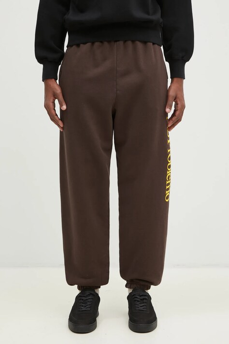 No Problemo spodnie dresowe bawełniane Sweatpant kolor brązowy z nadrukiem NP30002.02
