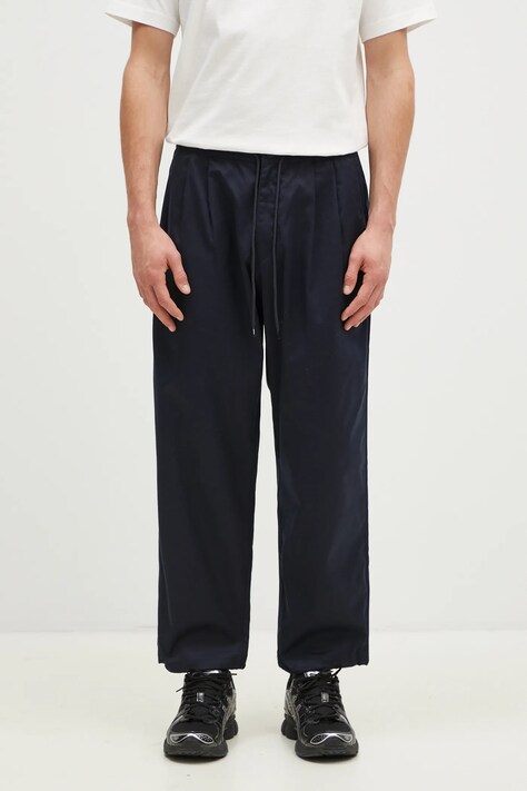 NEIGHBORHOOD pantaloni Baggysilhouette Easy Pants bărbați, culoarea bleumarin, cu fason chinos, 242AQNH.PTM01