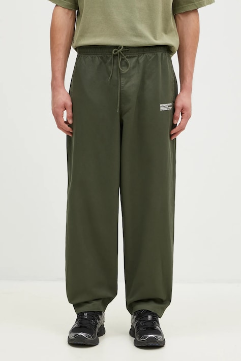 NEIGHBORHOOD pantaloni de bumbac Easy Pants culoarea verde, drept, 242TSNH.PTM02