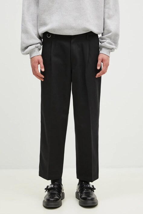 NEIGHBORHOOD pantaloni NEIGHBORHOOD X Dickies . Tuck Wide Pants bărbați, culoarea negru, drept, 242VFDKN.PTM01