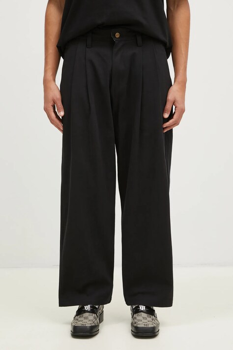 Бавовняні штани Butter Goods Pleated Trousers колір чорний фасон chinos BG243717