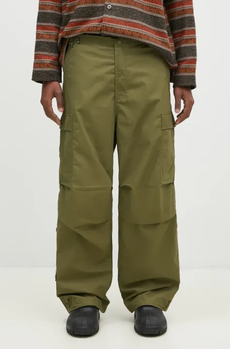 Bavlnené nohavice Maharishi Original Cargo Snopants Loose zelená farba, strih cargo, 5300.OLIVE