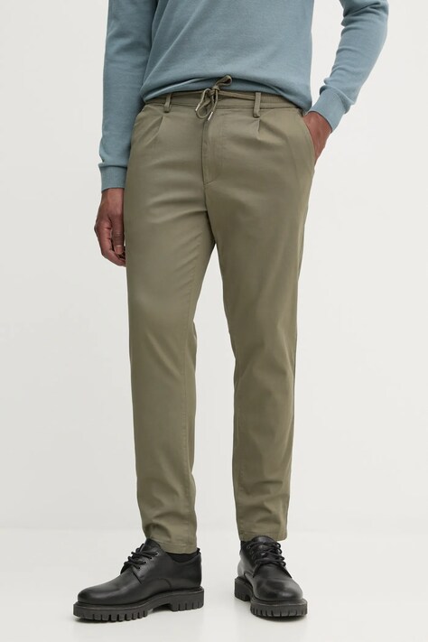 Lindbergh pantaloni barbati, culoarea verde, mulata, 30-003127