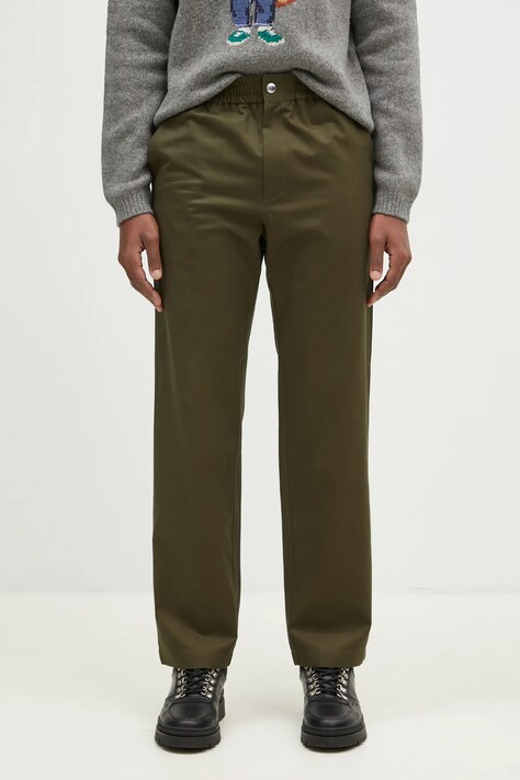 Памучен панталон Maison Kitsuné Casual Pants в зелено със стандартна кройка MM01119WW0122