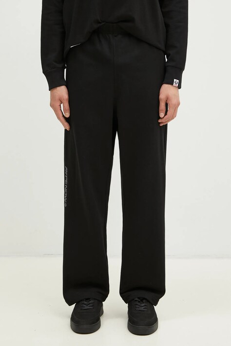 AAPE pantaloni de trening Moon Face Logo culoarea negru, cu imprimeu, AAPPTMB625XXN