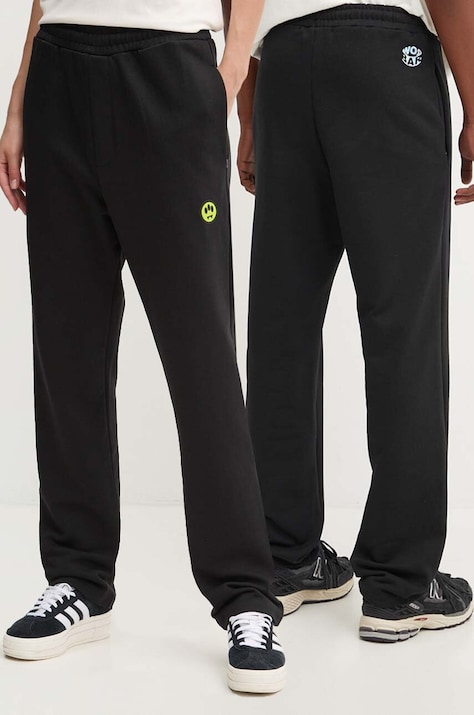 Barrow pantaloni de trening din bumbac culoarea negru, neted, F4BWUAFP140