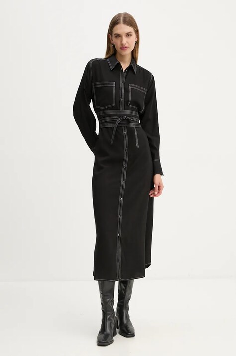 Bruuns Bazaar rochie SalBBKontas dress culoarea negru, maxi, dreaptă, BBW4097