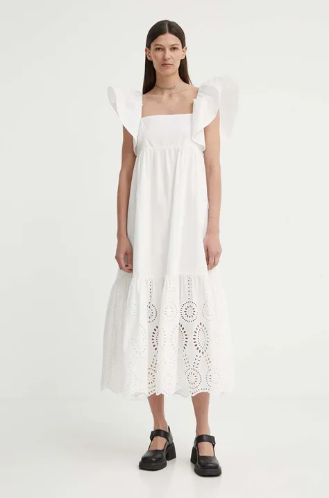 Памучна рокля Résumé BeniseRS Dress в бяло среднодълга разкроена 122051192