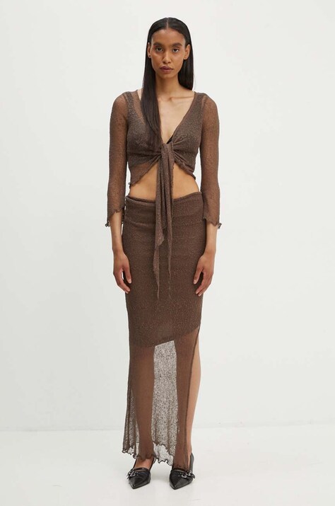 Résumé rochie și cardigan Bree culoarea maro, midi, mulată, 221331159