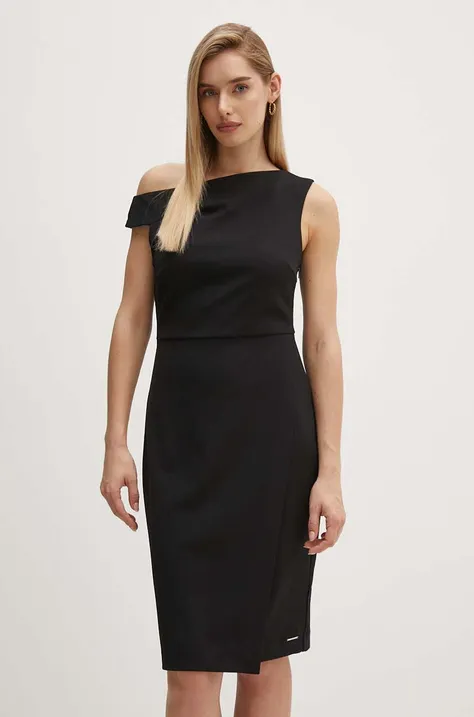 Šaty Calvin Klein čierna farba, mini, rovný strih, K20K207180