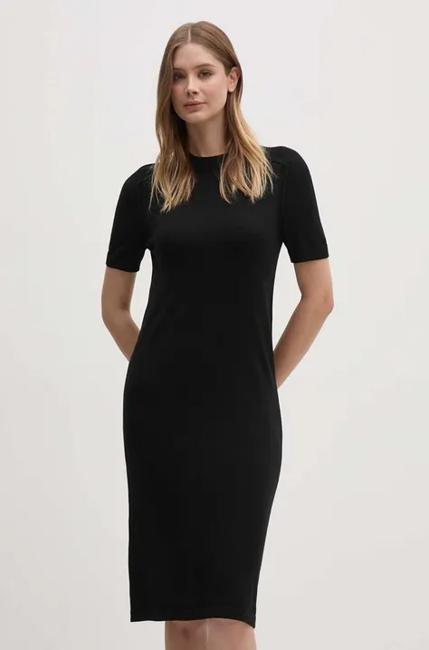 Vlnené šaty Calvin Klein čierna farba, mini, rovný strih, K20K207221