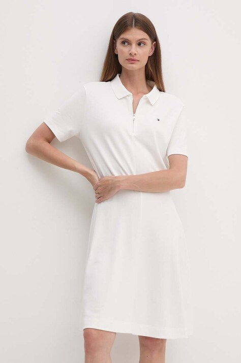 Tommy Hilfiger rochie culoarea bej, mini, evazată, WW0WW42115