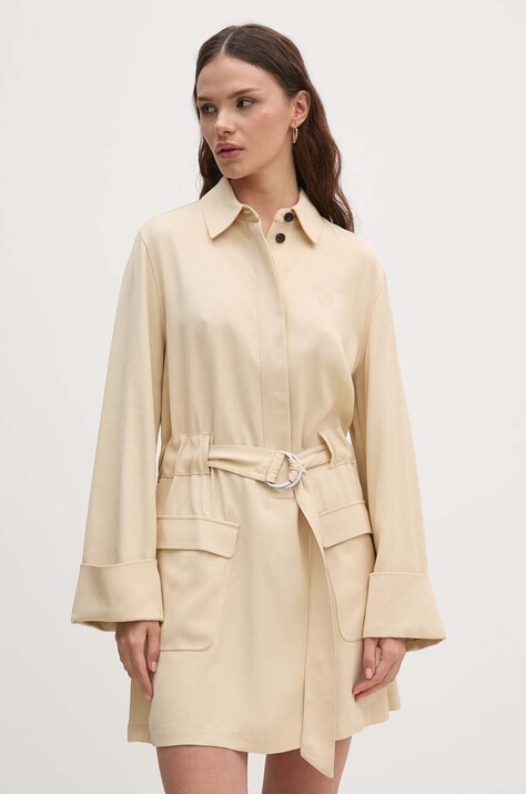 Tommy Hilfiger rochie culoarea bej, mini, evazată, WW0WW42308