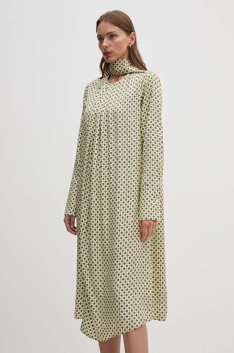 Tommy Hilfiger rochie culoarea galben, midi, dreaptă, WW0WW42318