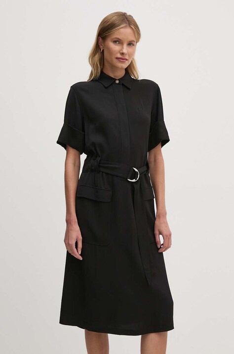 Tommy Hilfiger rochie culoarea negru, mini, dreaptă, WW0WW42728
