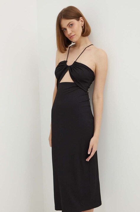 Calvin Klein Jeans rochie culoarea negru, midi, dreaptă, J20J223514