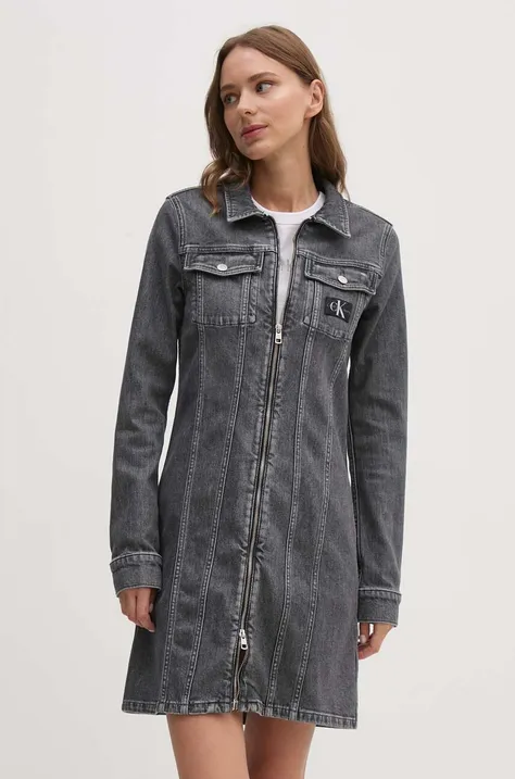 Traper haljina Calvin Klein Jeans boja: siva, mini, ravna, J20J223667