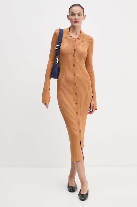 Patrizia Pepe rochie culoarea maro, maxi, mulată, 8A1339 K9J5