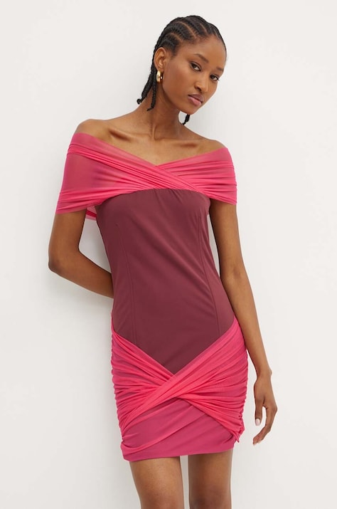 Patrizia Pepe rochie culoarea roz, mini, mulată, 8A1360 J129
