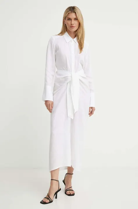 Lanena haljina A.L.C. Carson boja: bijela, maxi, ravna, 6DRES02429