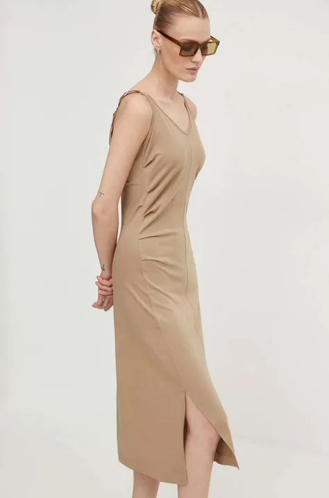 Бавовняна сукня G-Star Raw колір коричневий mini облягаюча D24573-B771