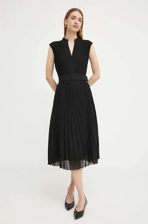 Платье BOSS цвет чёрный midi расклешённое 50518390