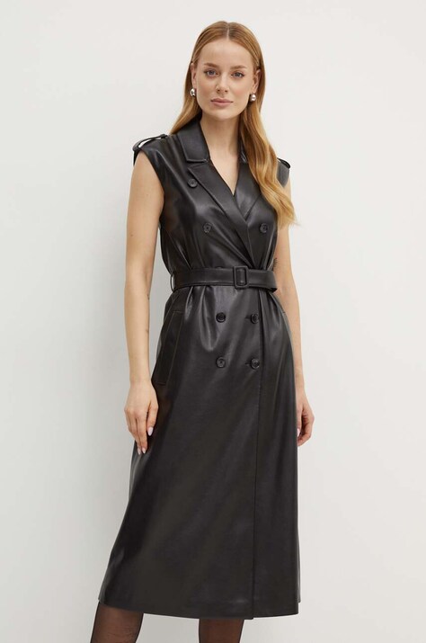 Šaty BOSS čierna farba, midi, áčkový strih, 50518473