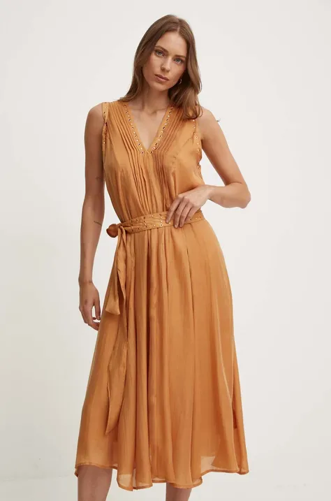 Платье Dkny цвет коричневый midi oversize P4EBTX69