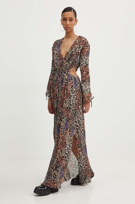 HUGO rochie culoarea maro, maxi, dreaptă, 50516773