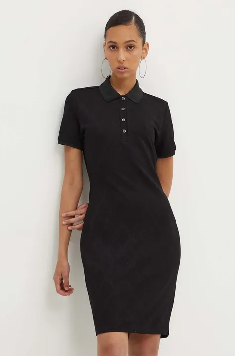 Šaty HUGO čierna farba, mini, rovný strih, 50517142