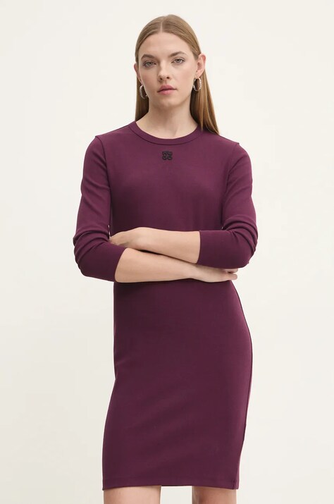 HUGO rochie culoarea violet, mini, dreaptă, 50518385