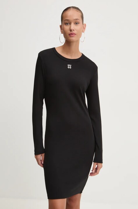 HUGO rochie culoarea negru, mini, dreaptă, 50518385