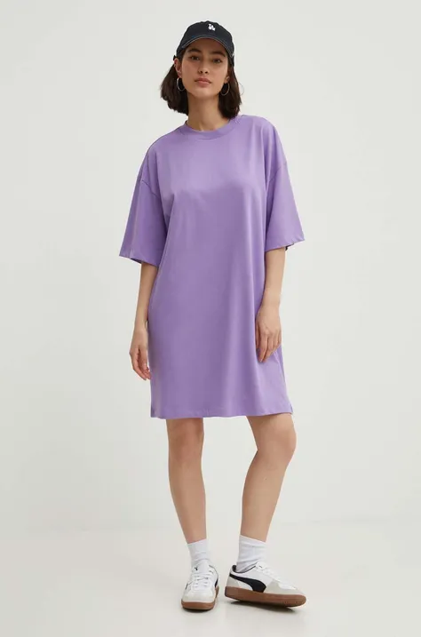 HUGO rochie din bumbac culoarea violet, mini, oversize, 50521254