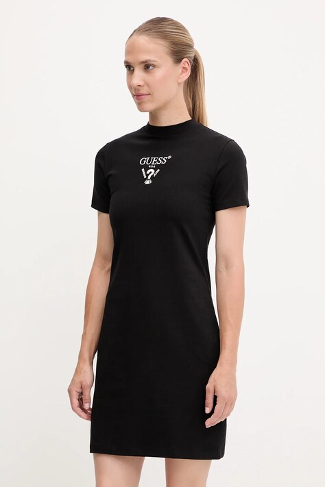 Guess rochie COLETTE culoarea negru, mini, drept, V4YK02 KCDH1