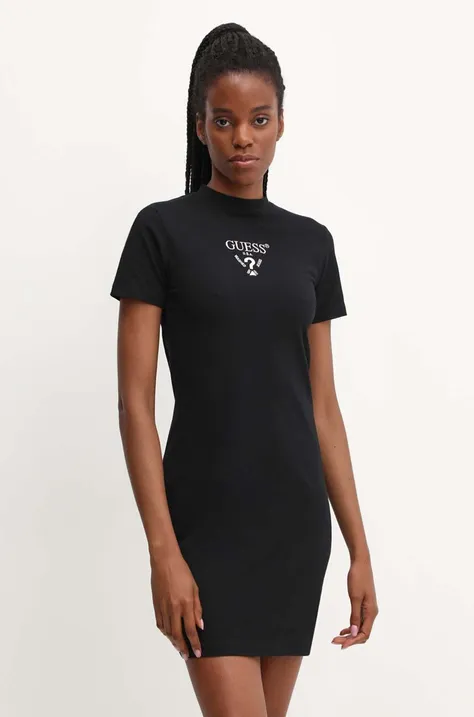 Šaty Guess COLETTE čierna farba, mini, rovný strih, V4YK02 KCDH1