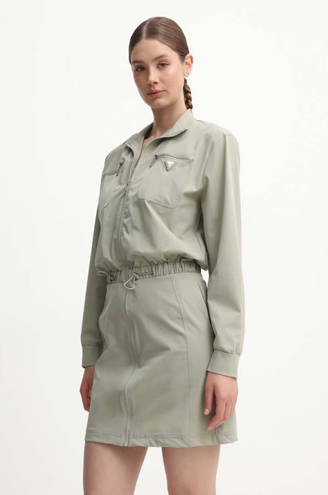 Guess rochie AURLIE culoarea verde, mini, dreaptă, V4YK01 WG982